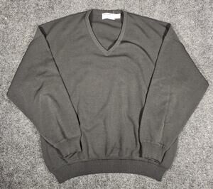 Vintage St. Croix 100% Wool Knit V-neck Pullover Sweater Men's Large Black